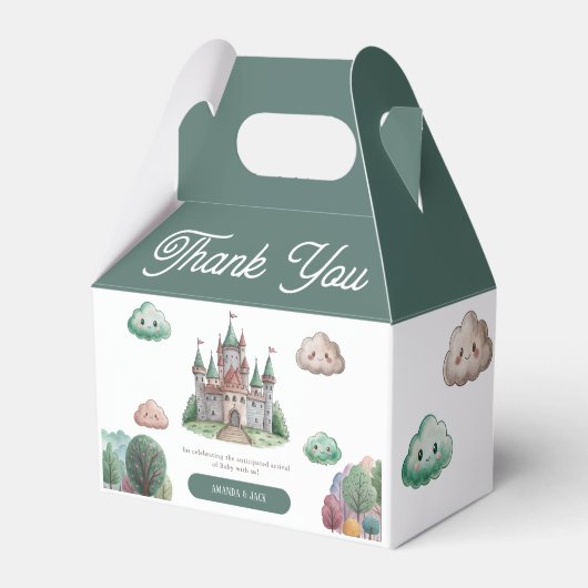 Ooit Green Castle Pastel Baby shower Bedankdoosjes (Voorkant Zijde)
