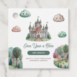 Ooit Green Castle Pastel Baby shower Bedankjes Labels