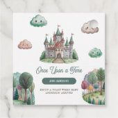 Ooit Green Castle Pastel Baby shower Bedankjes Labels (Achterkant)