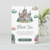 Ooit Green Castle Pastel Baby shower Bedankkaart (Staand voorkant)
