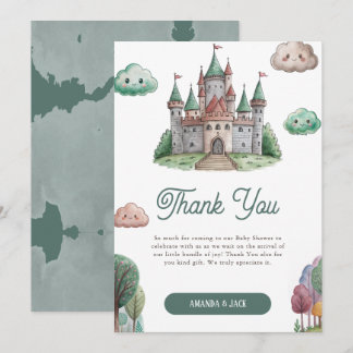 Ooit Green Castle Pastel Baby shower Bedankkaart