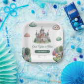 Ooit Green Castle Pastel Baby shower Papieren Bordje (Feest)