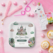 Ooit Green Castle Pastel Baby shower Papieren Bordje (Feest)