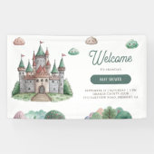 Ooit Green Castle Pastel Baby shower Spandoek (Horizontaal)
