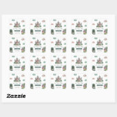 Ooit Green Castle Pastel Baby shower Vierkante Sticker (Vel)