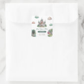 Ooit Green Castle Pastel Baby shower Vierkante Sticker (Tas)