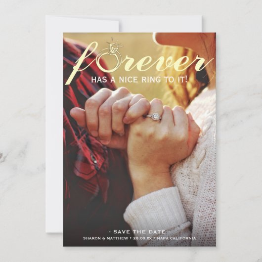 Ooit heeft het een mooie Ring. Verloving Foto Save The Date (Voorkant)