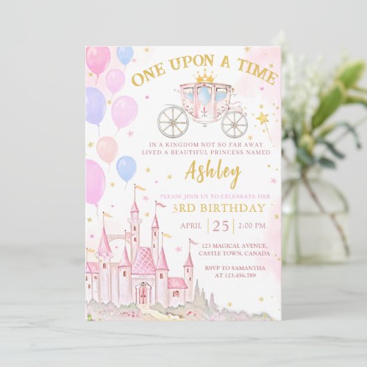 Ooit Magische Prinses Kasteel Verjaardag Kaart (Staand voorkant)