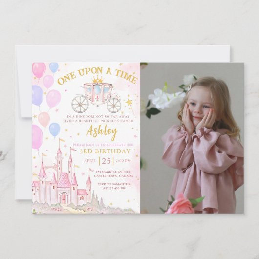 Ooit Magische Prinses Kasteel Verjaardag Kaart (Voorkant)