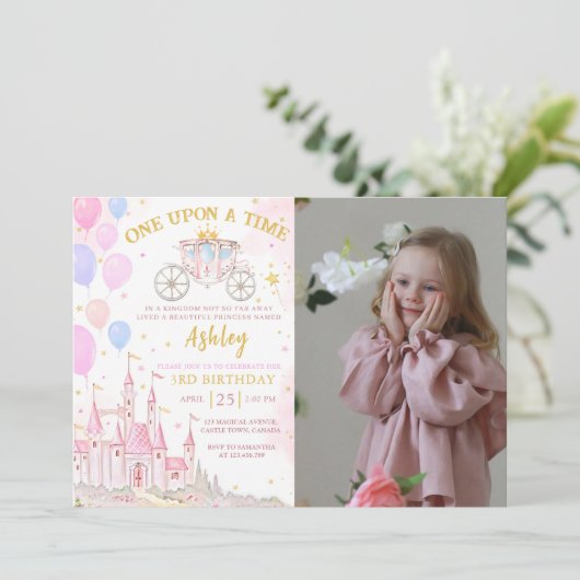 Ooit Magische Prinses Kasteel Verjaardag Kaart (Staand voorkant)