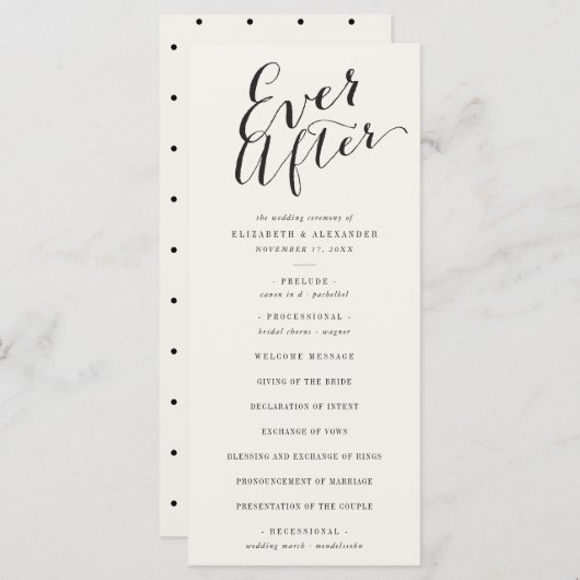 Ooit na calligrafie het klassieke chic Weddenschap Programmakaart (Voorkant / Achterkant)