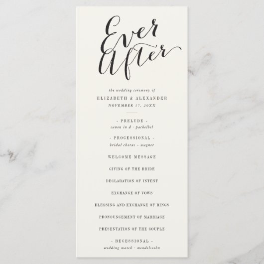 Ooit na calligrafie het klassieke chic Weddenschap Programmakaart (Voorkant)