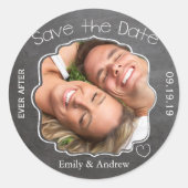 Ooit na Chalkboardbruiloft sparen de Datumzegel Ronde Sticker (Voorkant)