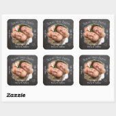 Ooit na Chalkboardbruiloft sparen de Datumzegel Vierkante Sticker (Vel)