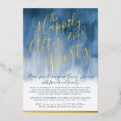 Ooit na de bruiloft folie blauwe abstracte kunst folie uitnodiging (Voorkant)