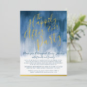 Ooit na de bruiloft folie blauwe abstracte kunst folie uitnodiging (Staand Voorkant)