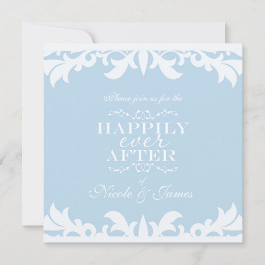 OOIT NA de uitnodiging tot blauwe legante bruiloft (Voorkant)