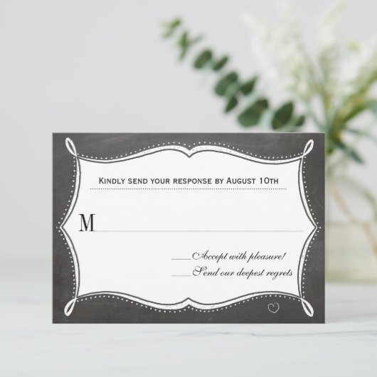 ooit na een chroalkboard-reactiekaart RSVP kaartje (Staand voorkant)