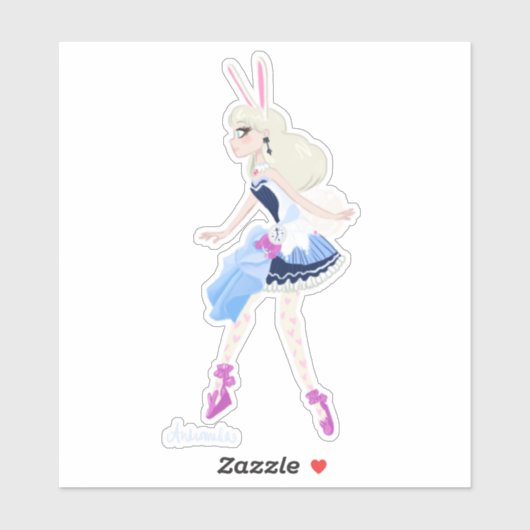 Ooit na hoge bunny blanc Alice paasticker Sticker (Vel)