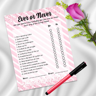 Ooit of Nooit Roze Cocktail Verjaardagsspel