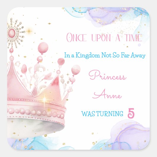 Ooit, Prinses Verjaardag Vierkante Sticker (Voorkant)