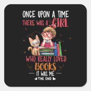 Ooit was er een meisje dat echt boekt vierkante sticker