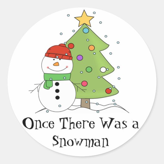 Ooit was er een sneeuwman LDS Primary Christmas Ronde Sticker (Voorkant)