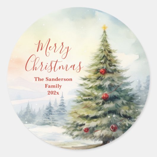Ooitgroene Kerstboom Vintage Sticker (Voorkant)