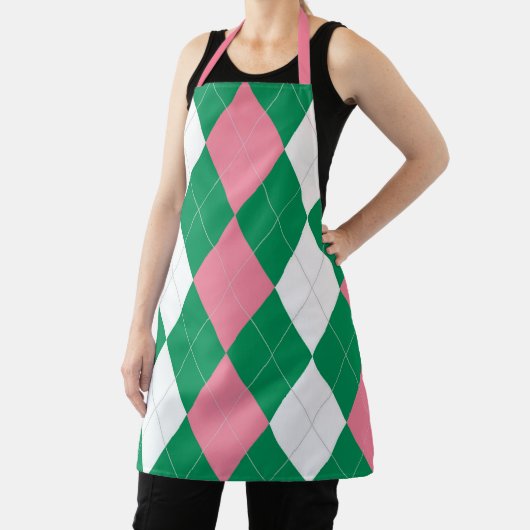 ook bekend als Roze & Green Argyle Schort (Insitu)