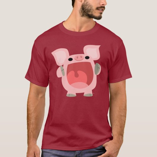 "OOK!!!" Cute Cartoon Pig T-shirt (Voorkant)