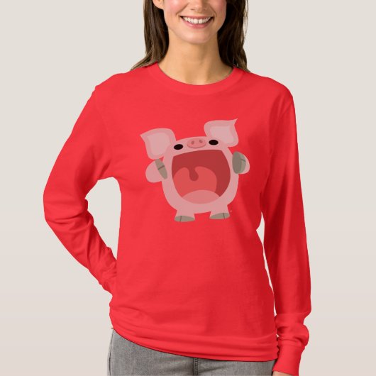 "OOK!!!" Cute Cartoon Pig Women T shirt (Voorkant)