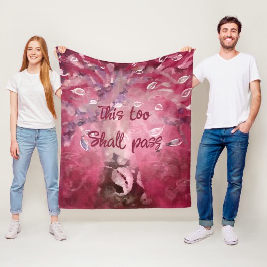 Ook dit zal Abstracte boombladeren roze passeren Fleece Deken (In situ)