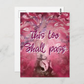 Ook dit zal Abstracte boomroze wit passeren Briefkaart (Voorkant / Achterkant)