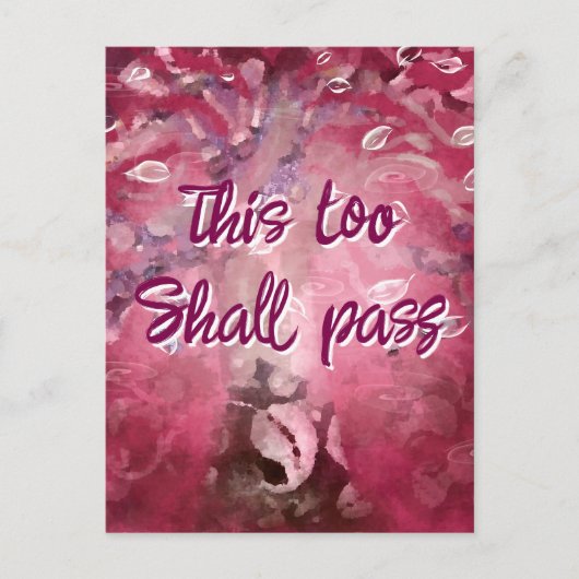 Ook dit zal Abstracte boomroze wit passeren Briefkaart (Voorkant)