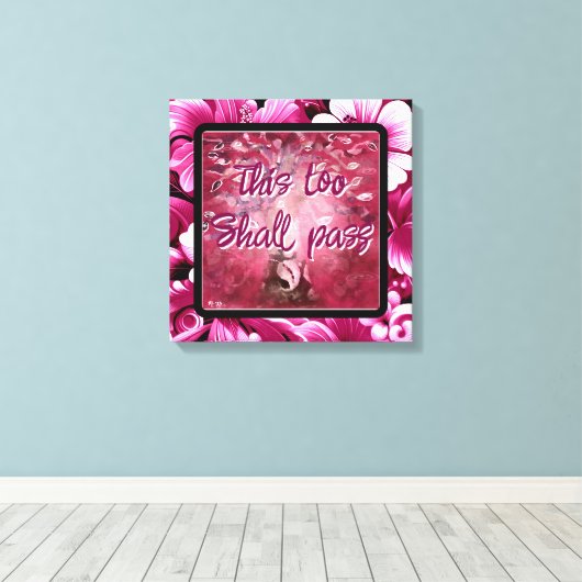 Ook dit zal Abstracte boomroze wit passeren Canvas Afdruk (Insitu (Houten vloer))