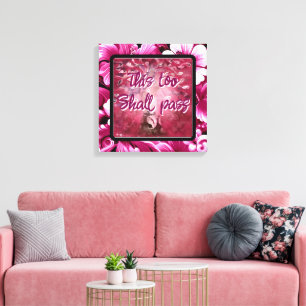 Ook dit zal Abstracte boomroze wit passeren Canvas Afdruk