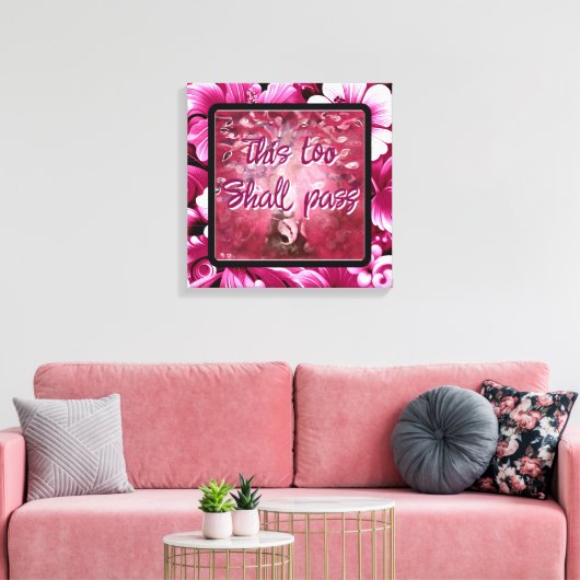 Ook dit zal Abstracte boomroze wit passeren Canvas Afdruk (Insitu (Woonkamer))