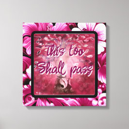 Ook dit zal Abstracte boomroze wit passeren Canvas Afdruk