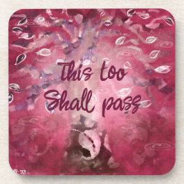 Ook dit zal voorbij Abstracte boomroze wit bruin Bier Onderzetter