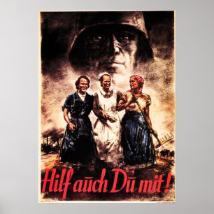 "Ook vrouwen kunnen helpen!" Duitse propaganda uit Poster