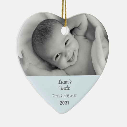 Oom 1 Kerstmis - Gepersonaliseerd fotohart Keramisch Ornament (Rechts)