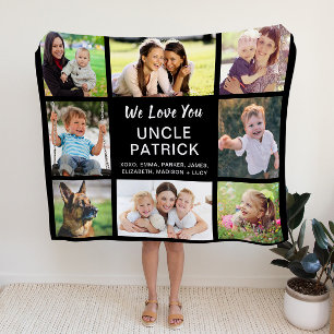 Oom 8 Foto Collage Black Fleece Deken