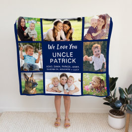 Oom 8 Foto Collage Navy Blue Fleece Deken