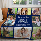 Oom 8 Foto Collage Navy Blue Fleece Deken