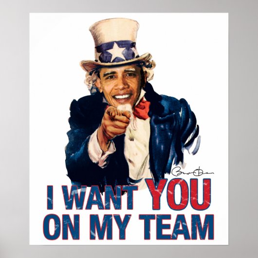 Oom Barack Obama, ik wil je in mijn team Poster (Voorkant)