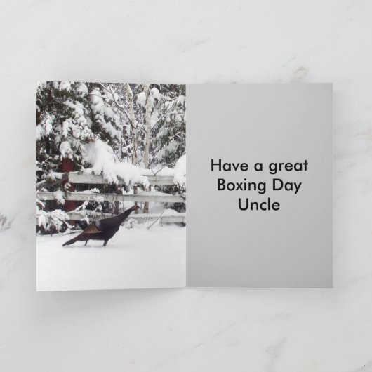 Oom Boxing Day Greeting-Wild Turkey in Snow Card Kaart (Binnen)
