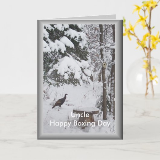 Oom Boxing Day Greeting-Wild Turkey in Snow Card Kaart (Gele Bloem)