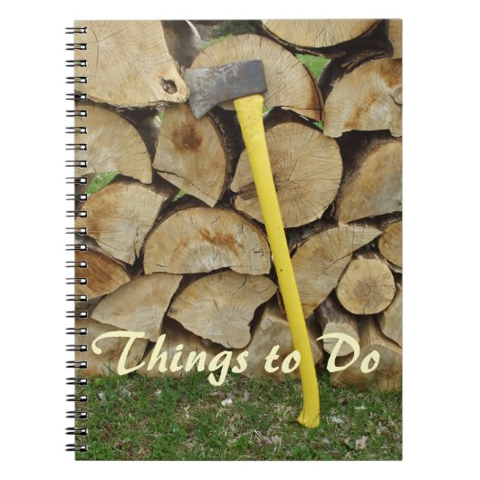 Oom Chores-Ax en Woodpile Notitieboek (Voorkant)