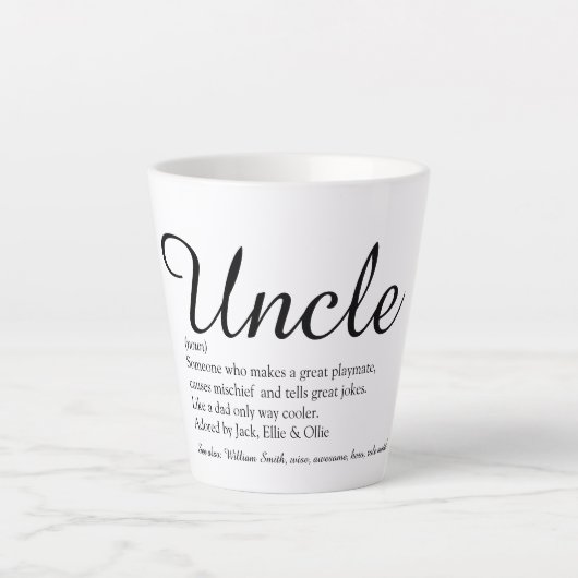 Oom Cool Fun Elegant Script Black en White Latte Mok (Voorkant)