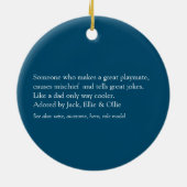 Oom Cool Fun Oom Grappige Quote Modern Blauw Keramisch Ornament (Achterkant)